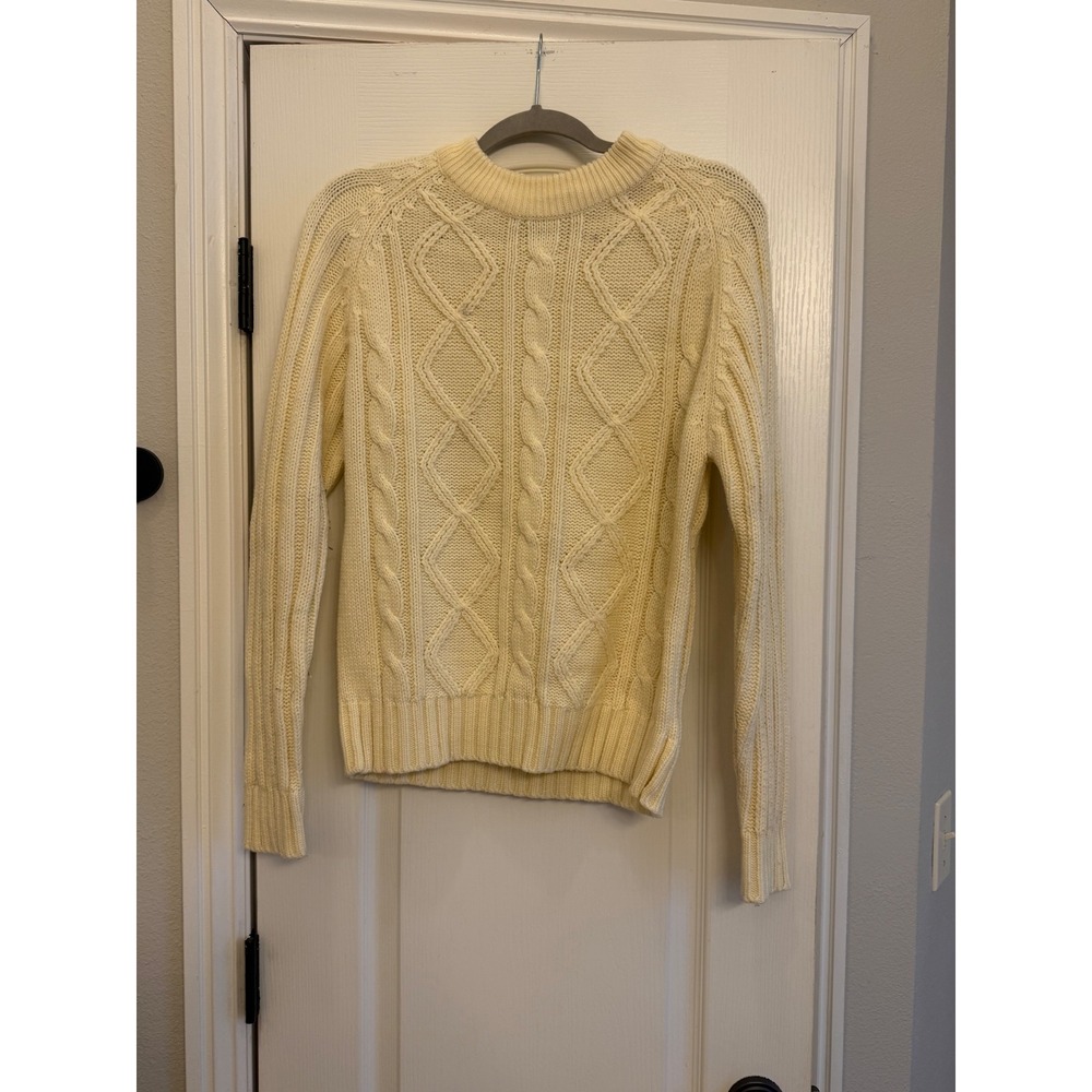 TEN WEST Cream Cable Knit Mock Neck Sweater Womens Size M Chunky‎ Authentic Cozy
